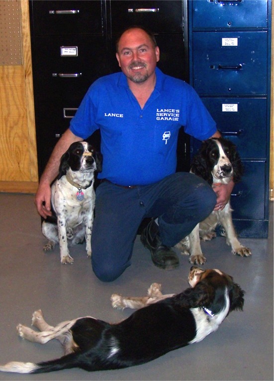 Lance with Ruger, Maggie and Daisy