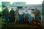 Most of our club in front of the Darien Gap Range Rover on loan from the Museum. Gerardo, Michel, Elisabeth, Raul, Felipe, Tatiana, Carrie and "Uncle JAC"