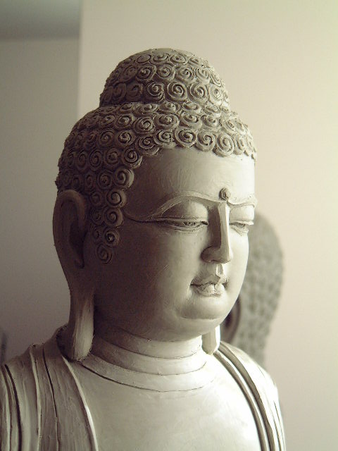 Detail of Sculpture portrait of Shakyamuni Buddha