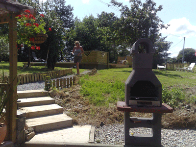 Steps from pool to studio