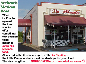 BEFORE the secret out about LaPlacits's Great Authentic Mexican Food. AFTER (Mouseover) the secret got out. We've expanded our menu and our building too!