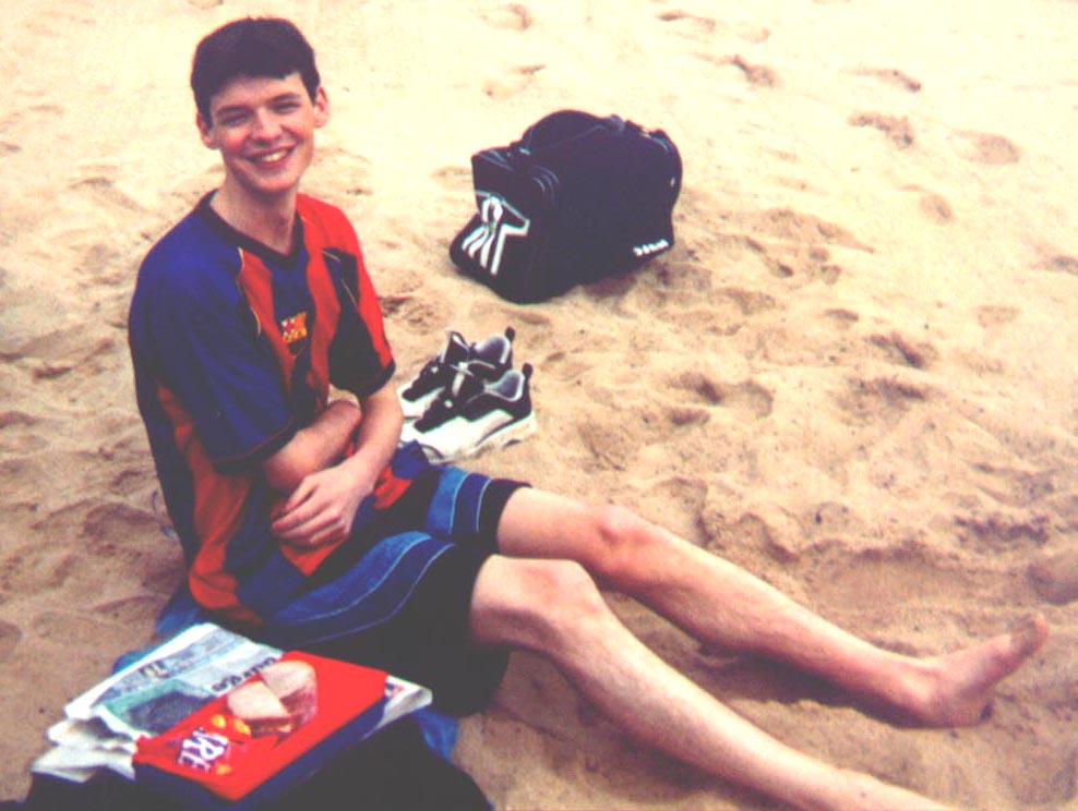 adorable with his knobbly knees and lunch box