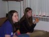 Jessica & I...watching a movie and eating pizza
