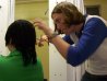 Kaicy & Tuesday...turning the shower room into a hair salon