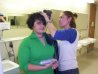 Tuesday & Kaicy...finishing up the haircut in the bathroom