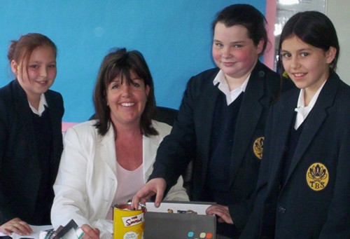 Mrs Milburn with some of her pupils