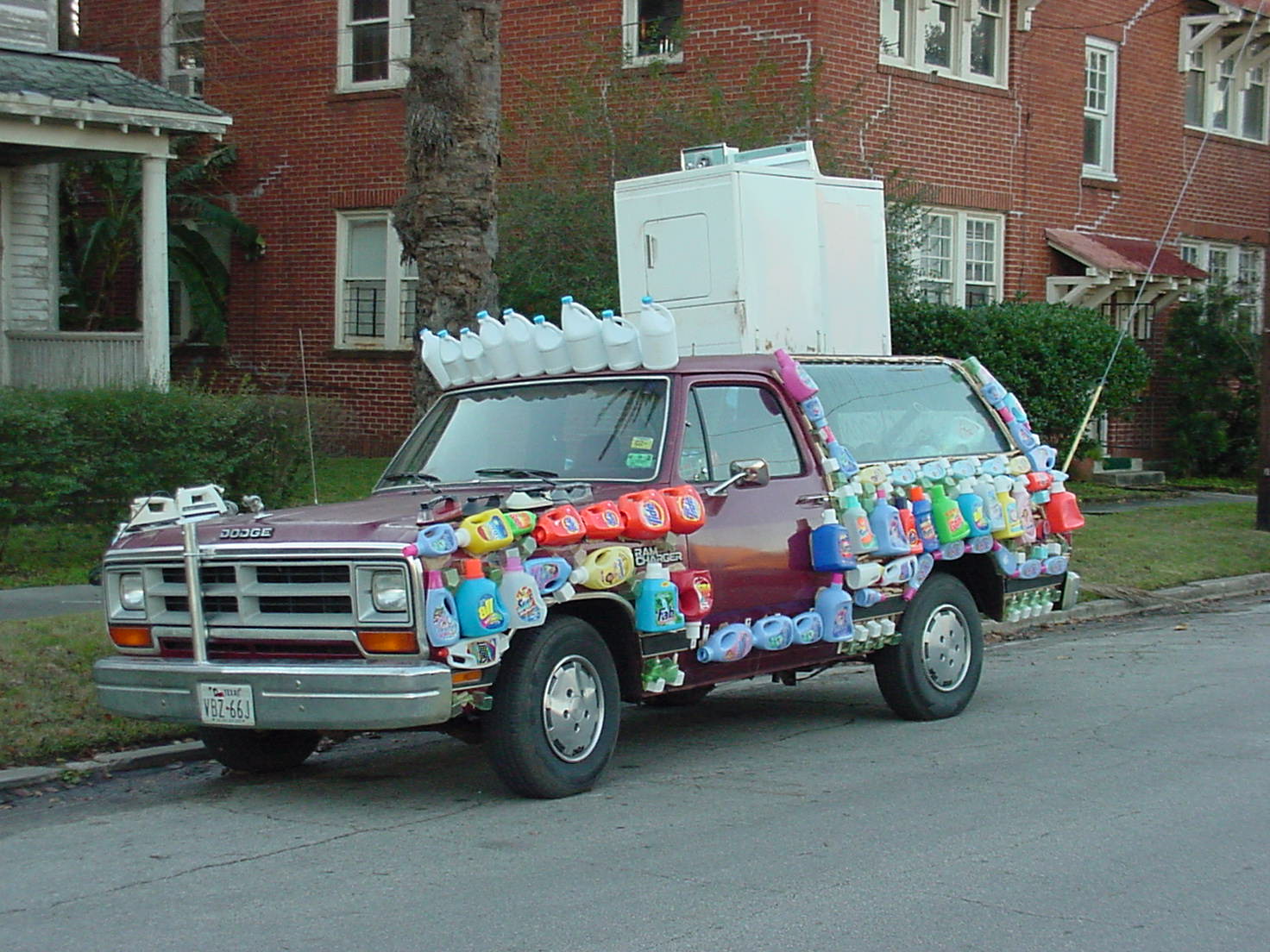 garbage glued on a truck