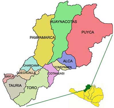 Mapa de la provincia de La Uni�n