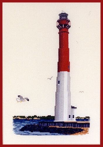 Barnegat Lighthouse in cross stitch