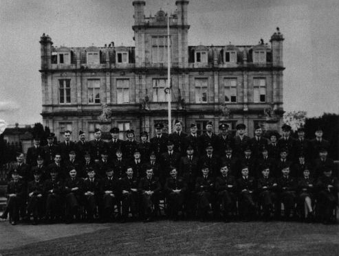 No. 100 Group HQ Staff outside Bylaugh Hall, Norfolk in 1944. (Crown Copyright)
