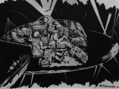 Sketch of cockpit interior of N0. 100 Group Mosquito by Norman Cordingly, Group Radar Officer.
