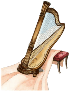 Yes, an invisible angel is holding this harp.&nbsp; I see him - don't you see him?