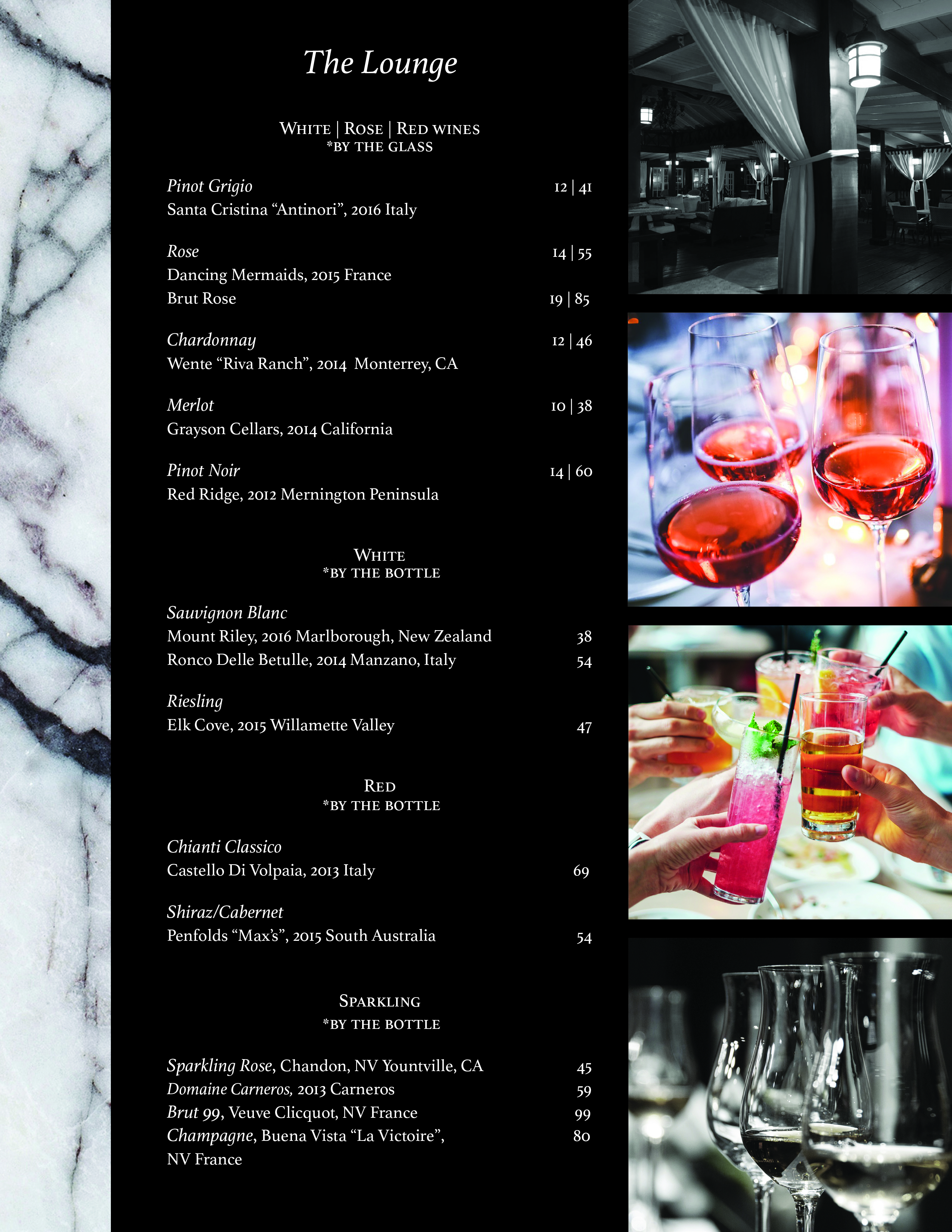 Wine Drink Menu