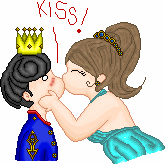 Una princesa y su principe azul...que le salio algo rana ^^ jeje / A princess with her blue prince, a something strange prince, he he