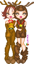 Una pareja disfrazada de rudolph ^^ / A pair of girls dress up as reindeer
