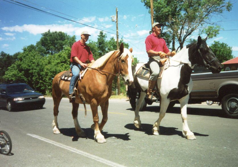 Mike Speer on Betty and John Colang on Bella 4 July Parade, 2001