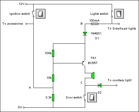 Schema allarme luci accese