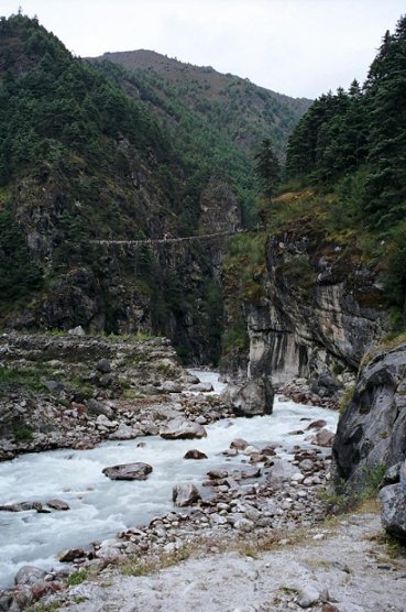 Approaching the bridge to Namche Bazaar