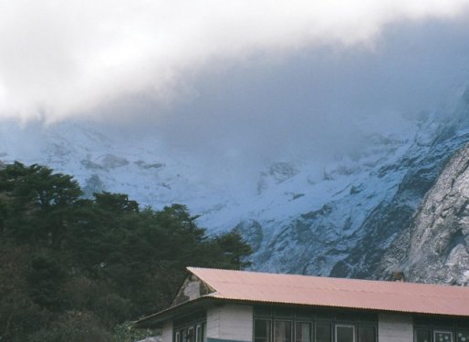 Blue snow at Tengboche