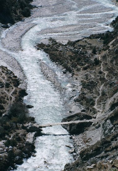 A bridge over the Imje Khola