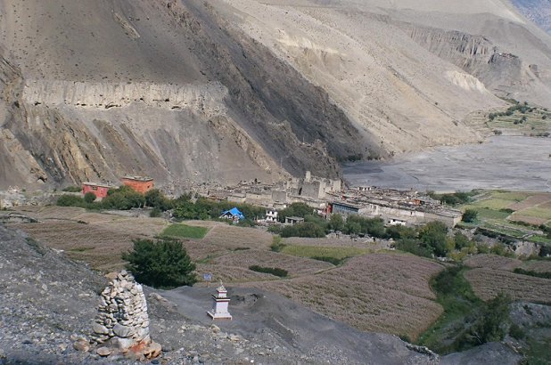 Looking down at Kagbeni