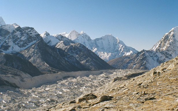 Looking south down the Khumbu Glacier