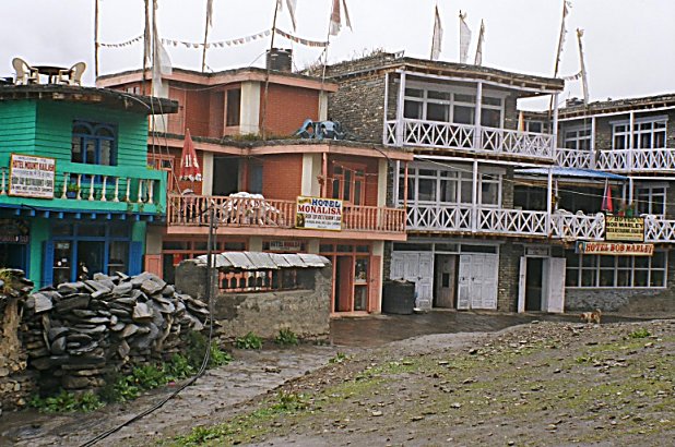 Exotically named lodges at Muktinath