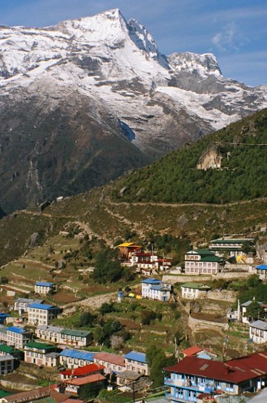 Looking down on Namche