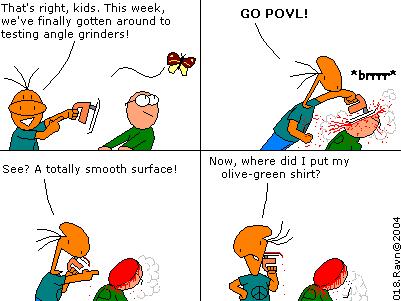 I couldn't believe how fast the "Povl dies" got old, so I started making small variations every week. Like Povl looking at the butterfly here, and Max's shirt