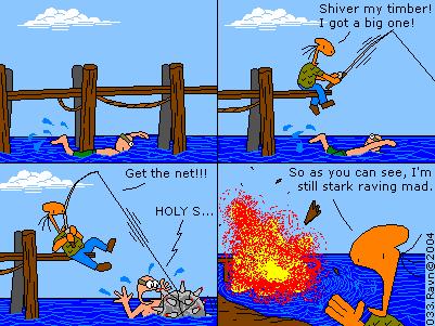The perspective is kinda messed up in frame 4, but I love that explosion! And the flying piece of wood looks more awesome than I intended!