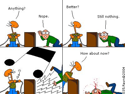 Good strip, but Povl is too close to the speaker in frame 4.