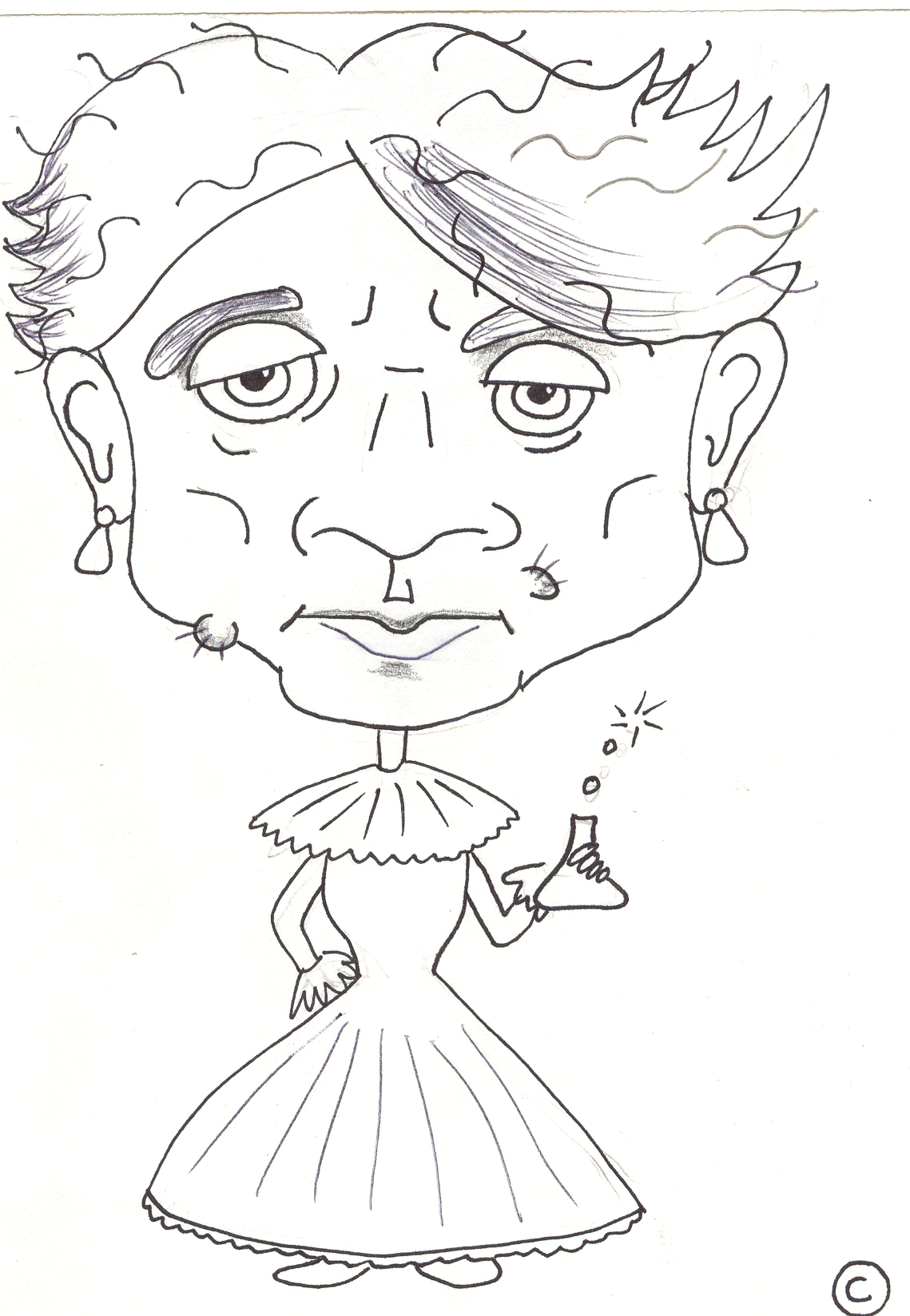 Cartoon of Marie Curie by Anneke 2003