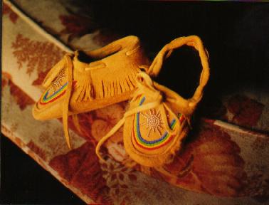 Kids Rainbow Beaded Moccasins