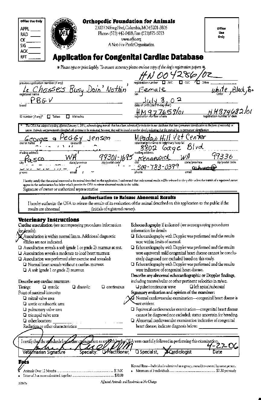 Rufus cardio exam 4-06