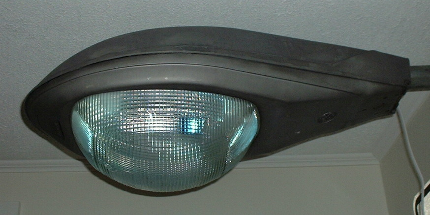 Lit with 25 watt blue lamp to simulate Mercury vapor