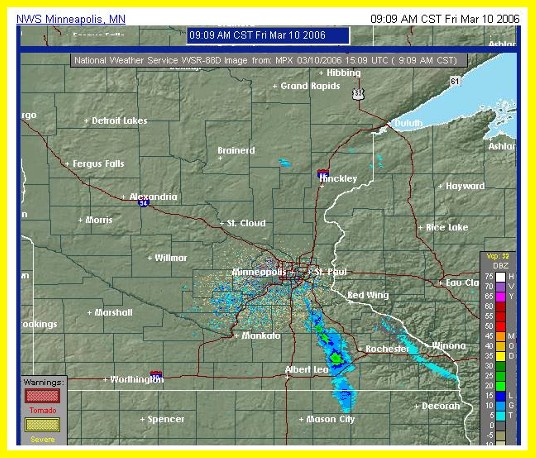 The new look of the Radar image. From the National Weather Service.