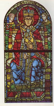 The stained glass window of Charlemagne is from the Strasbourg
Cathedral, Strasbourg, circa 1200