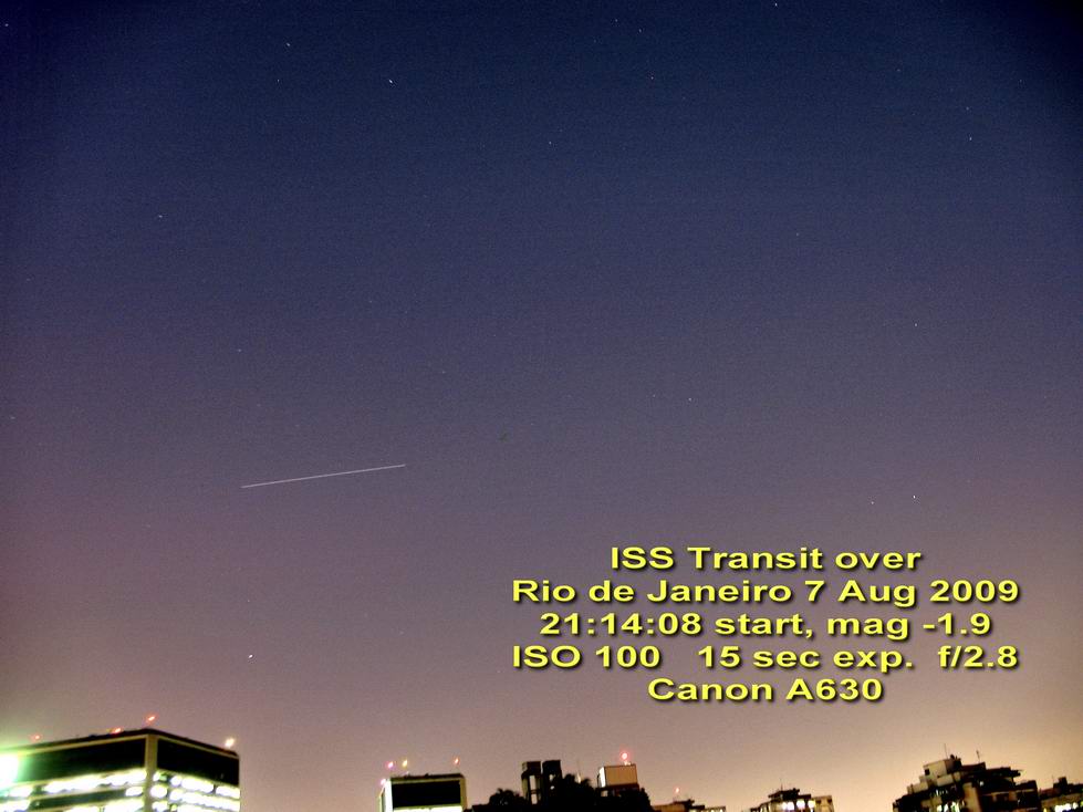 ISS transit August 7, 2009 - Rio de Janeiro