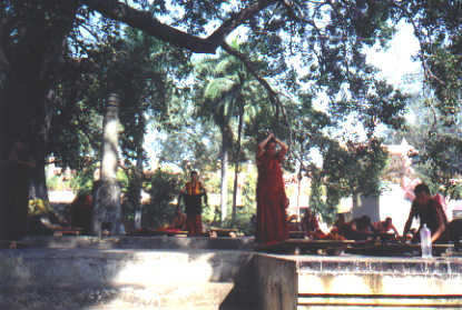 Tenzin lama & others prostrated in Tibetan style