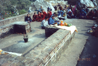 We joined Lama Chopa/Tsog with Khen Rinpoche of Ganden Monastery at the place where Buddha gave Hart Suture.