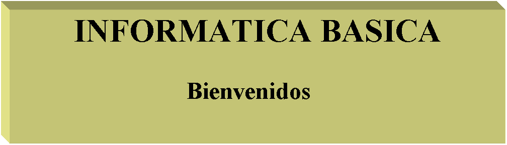 Cuadro de texto: INFORMATICA BASICA

Bienvenidos	


	
