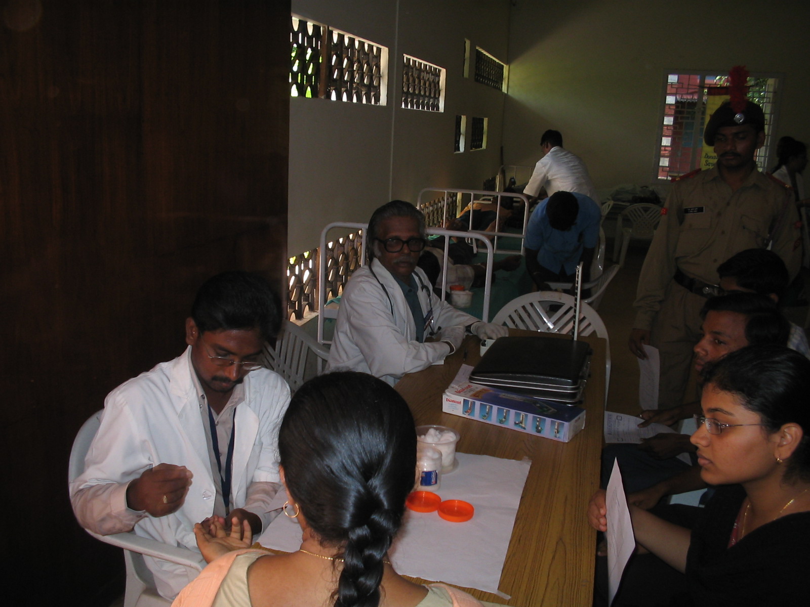 The donor is taking up haemoglobin test b4 donating blood