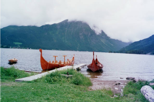 Longships in fjord