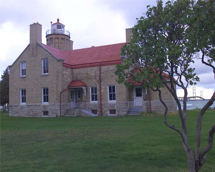 Old Mackinac Point Lighthouse, The Straits of Mackinac at Mackinac Bridge, MI