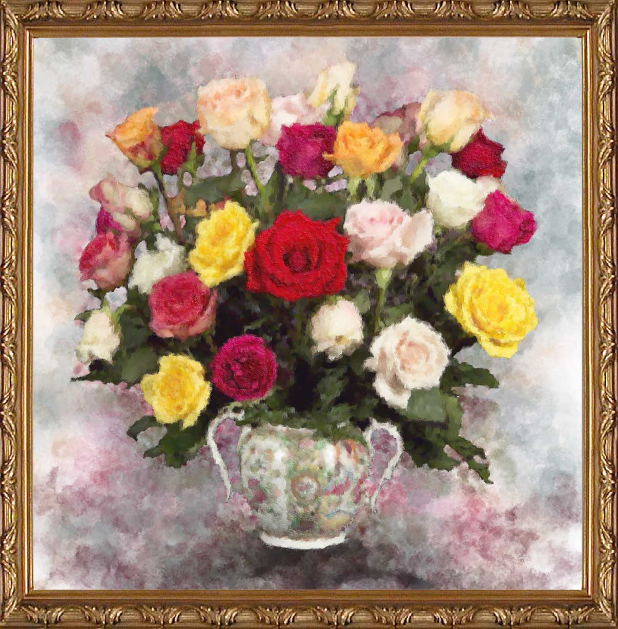 Roses in Rose Medallion Urn