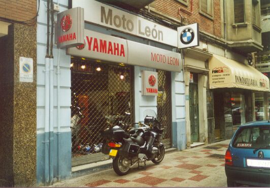 My bike at Moto Leon, Leon,
Junta de Castillo y Leon, Spain.