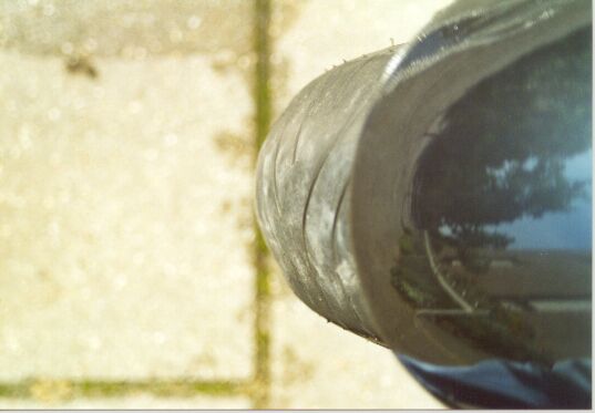 Front tire of my bike. Left
turns are better than right ones.