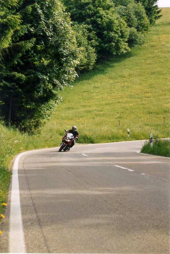 Mark in action. At a curve in the Black
Forest.
