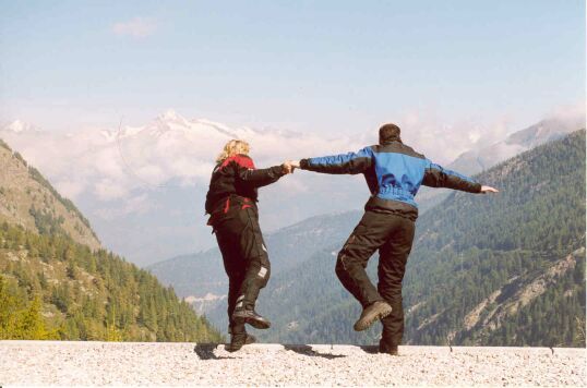 Jackie and Leon going for a jump.