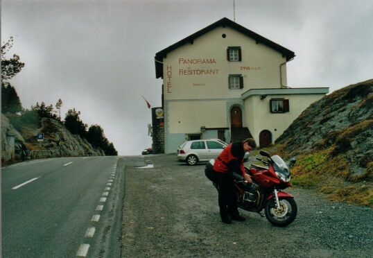 Mark at the Ofenpass warming his hands.